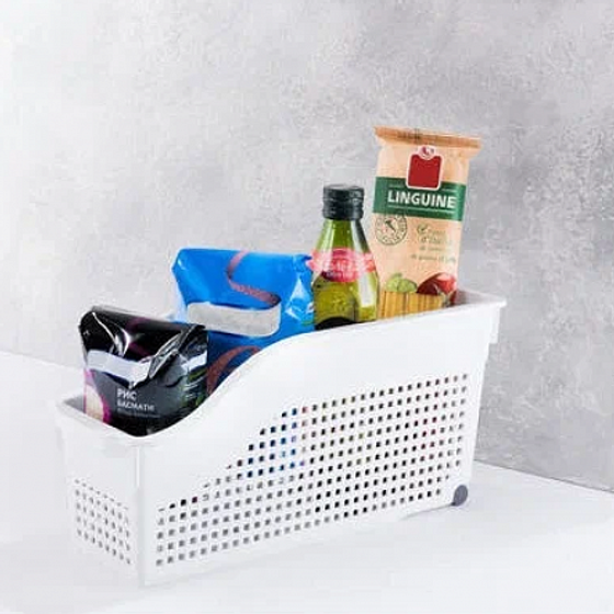 Контейнер Лофт белый 355х130х170мм на колесах узкий