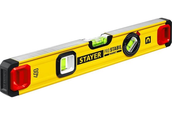 Уровень Stayer 3480-040 пузырьковый 3глаз. магнит. желтый