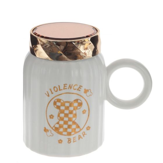 Кружка с крышкой, 500 мл, L14 W9 H13 см, дизайн микс