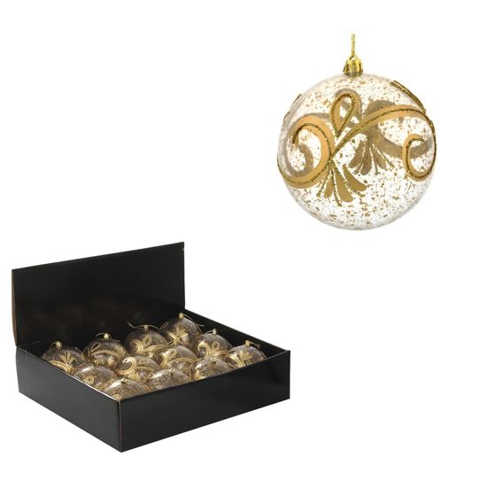 Набор из 12шт Украшение новогоднее Шар "Золотое напыление", D10 см, L44 W33 H11 см
