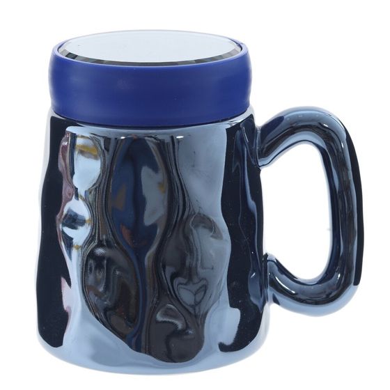 Кружка с крышкой, L6,6 W6,6 H11 см, цвет микс