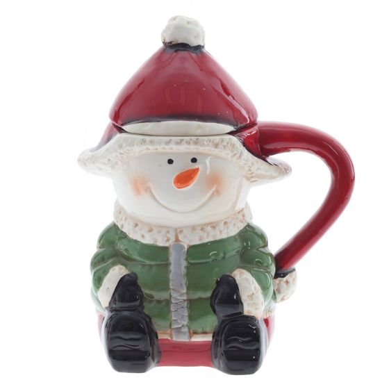 Кружка с крышкой &quot;Снеговик&quot;, 500 мл, L14 W10 H17 см, 2в.