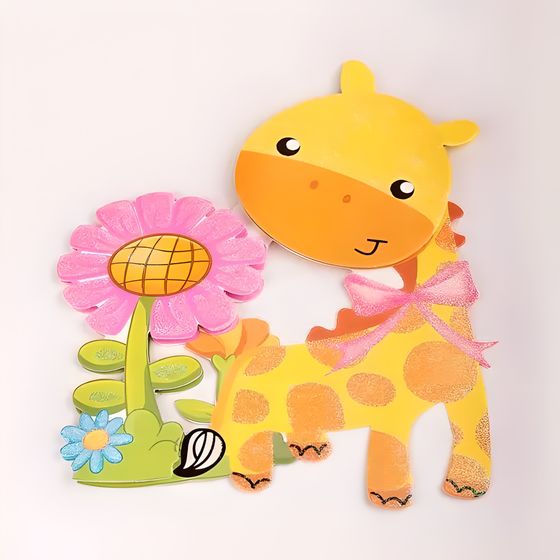 !09 Набор из 4-х декоративных наклеек "Веселые животные": Наклейка декоративная самоклеющаяся, 35,5 х 25 см., дизайн ЛЕВ+ТИГР+ЖИРАФ/ЗЕБРА