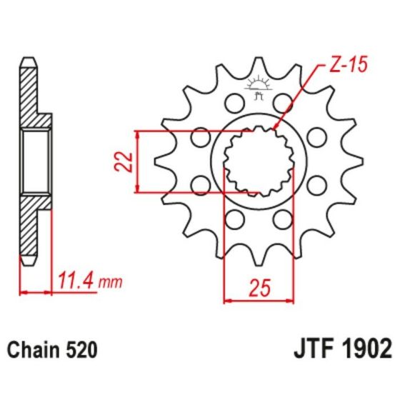 Звезда ведущая JTF1902-17, JT sprockets, цепь 520, 17 зубьев