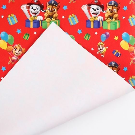 !09 Бумага упаковочная 4 листа глянцевая, Щенячий патруль, 70x100 см