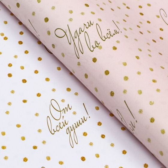 !Бумага упаковочная 2 листа глянцевая &quot;Пожелания&quot;, двусторонняя, 0,49 х 0,7 м