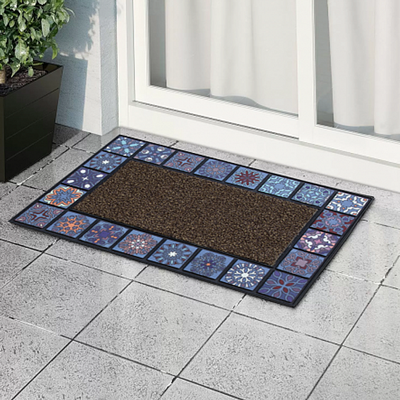 Коврик придверный MOSAIC QUADRO синий 76x45см