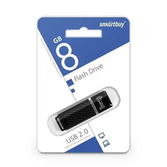 Флеш диск 8Gb Smartbuy Quartz SB8GBQZ-K USB2.0 черный