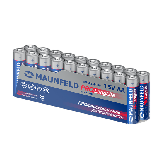 Батарейка Maunfeld PRO Long Life Alkaline AA (LR6) MBLR6-PB20, спайка 20 шт.