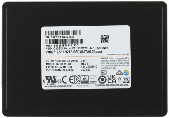 Накопитель SSD 1920Gb Samsung SATA-III MZ7L31T9HBNA-00A07 PM897 2.5&quot; 1 DWPD