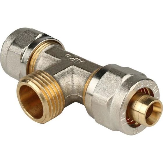 Тройник STOUT SFS-0011-001216, 1/2&quot;х16 мм, наружная резьба, для металлопласт. труб, винтовой