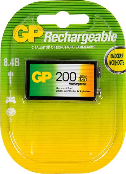 Аккумулятор GP 20R8H-2CRU1 9V NiMH 200mAh (1шт)