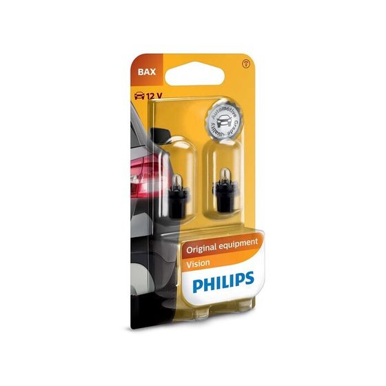 Лампа автомобильная Philips Black, BAX, 12В, 1.2 Вт, (BAX8,5d/2), набор 2 шт, 12598B2