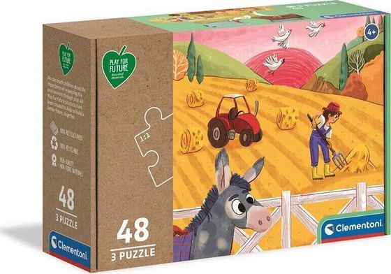 Clementoni Puzzle 3x48 Play For Future Animals