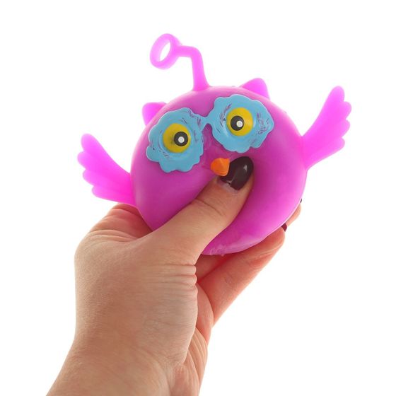 !09 Мялка (набор 3 штуки): Антистресс сквиш мялка «Тыква в шляпе» (1 штука) + «Сова», на резинке, цвет фиолетовый(2 штуки)