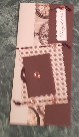 !09 Открытка ручной работы &quot;Поздравляю!&quot; 10x21 см. + конверт