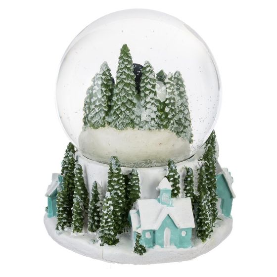 Фигур декор в стекл шаре &quot;Снеговик/Дом&quot; (подсв, муз, вьюга, AAAх3 н/п), D 10 см, L12 W11,5 H14 см, 2