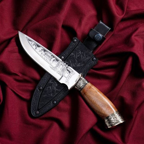 Нож кавказский, туристический &quot;Беркут&quot; с ножнами, гардой, сталь - 40х13, 15 см