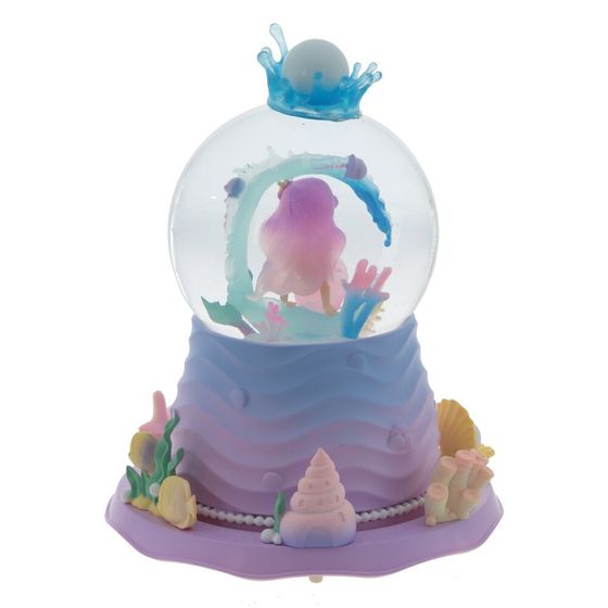 Фигурка декор &quot;Русалка&quot; в стекл шаре (муз, подсвет, вьюга, движ, 3xAAA н/п), D10 см, Д15 Ш15 В20 см