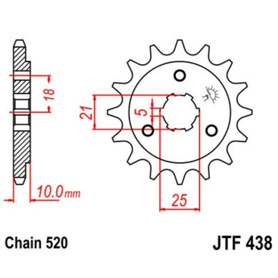 Звезда ведущая JTF438-15, F438-15, JT sprockets, цепь 520, 15 зубьев