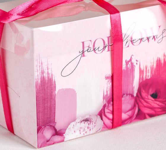 !09 Коробка (набор 5 штук) на 2 капкейка &quot;Follow your dreams&quot; 16 × 8 × 10 см.