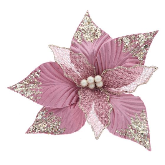 Цветок искусственный &quot;Пуансеттия&quot; (на клипсе), L23 W23 H8,5 см