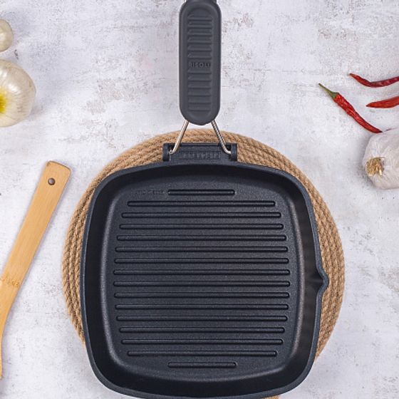 Гриль Saporelax 26x26см со складной силиконовой ручкой GREY