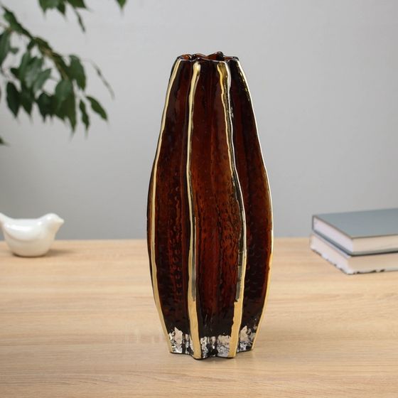 Ваза настольная «Мэриэль», d=6 см, 29.5×13.5 см, стекло, коричневая