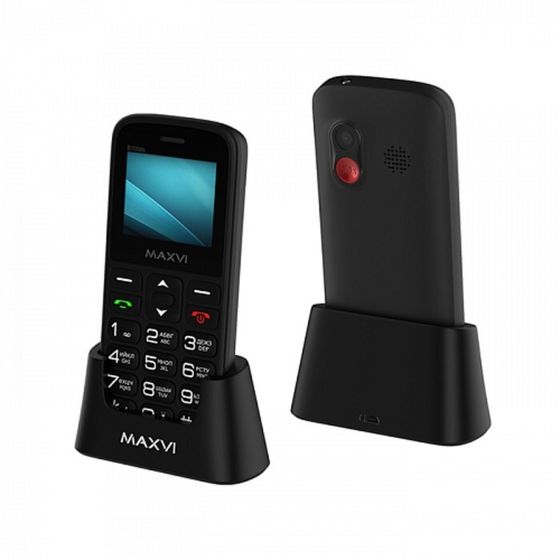 Сотовый телефон Maxvi B100ds, 1.77&quot;,1.3Мп,microSD, 2sim, FM,SOS, док.станция,1000мАч,черный