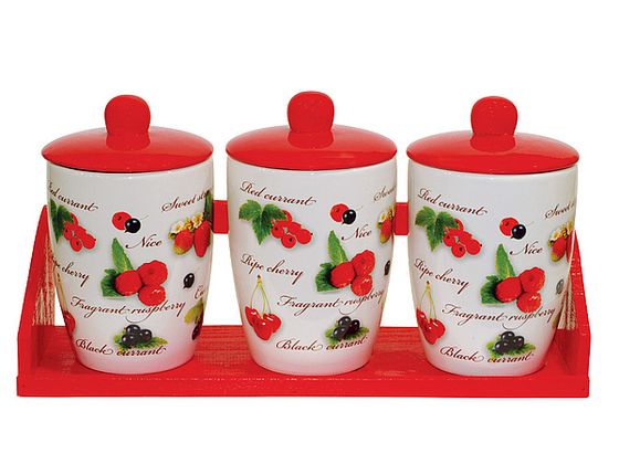 !09 БАНКИ ДЛЯ СЫПУЧИХ ПРОДУКТОВ, НАБОР 3ШТ.,700 мл. "САДОВАЯ ЯГОДА" банки высокие