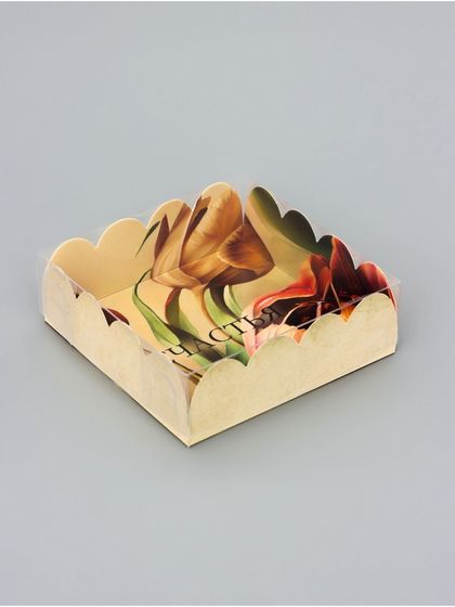 Коробка для печенья, кондитерская упаковка, «Тюльпаны», 9×9×3 см