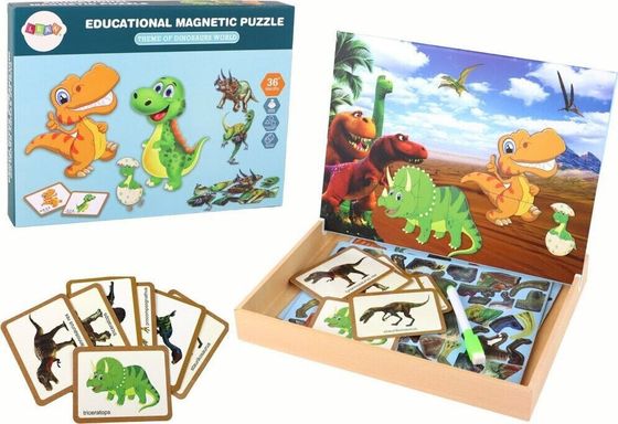 LeanToys Zestaw Edukacyjnych Puzzli Magnetycznych z Dinozaurami LEAN Toys