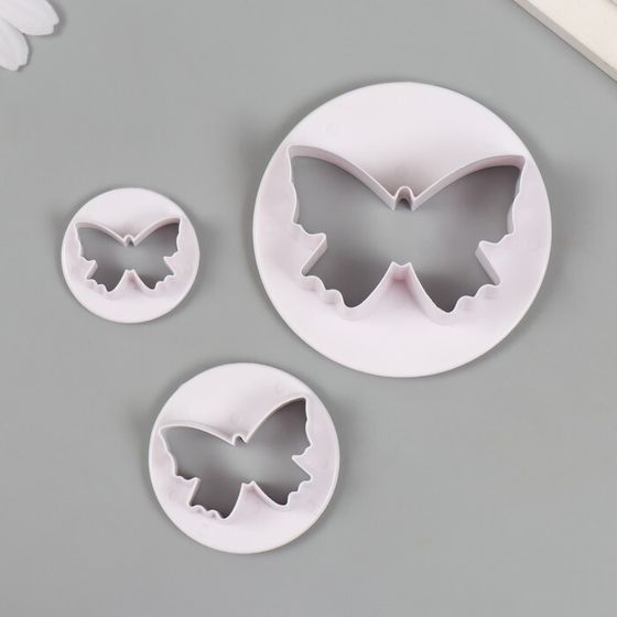 Каттеры для полимерной глины &quot;Бабочки&quot; набор 3 шт d=3,6 см 5 см 7,9 см