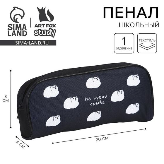 Пенал школьный текстильный «На грани срыва» Кот, 20×8×4 см