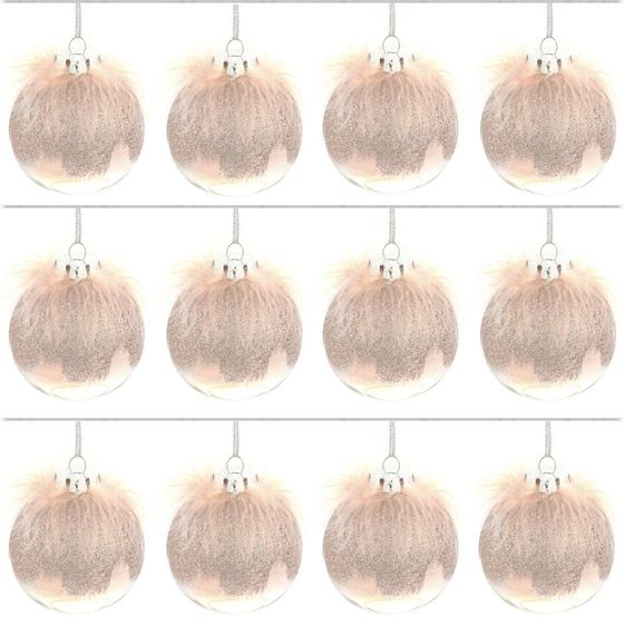 Набор из 12шт, Украшение новогоднее Шар "Перышко страуса", D8 см, L35 W27 H9 см