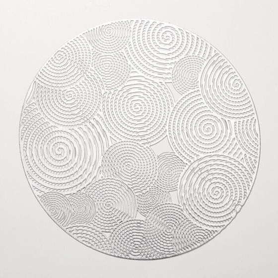 !09 Набор из 5-ти предметов - Салфетка сервировочная на стол «Гипноз», d=38 см, цвет серебро