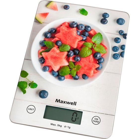 Весы кухонные Maxwell MW-1478, электронные, до 5 кг, рисунок &quot;Ягоды&quot;
