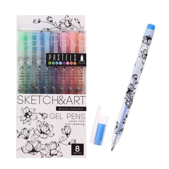 Набор гелевых ручек 8 цветов SKETCH&amp;ART Uni Write.PASTELS, 0,8 мм