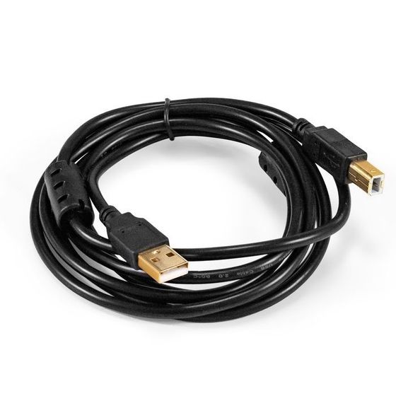 Кабель ExeGate USB 2.0 A(m) - B(m) ферр.кольца 2м черный (EX-CCF-USB2-AMBM-2.0)/(EX294747RUS)