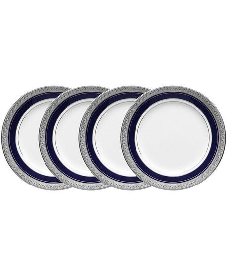 Crestwood Cobalt Platinum Set of 4 Bread Butter and Appetizer Plates, Service For 4