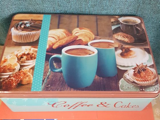 !09 Банка для хранения "Coffee", металл, горизонтальная,цвет бирюзовый