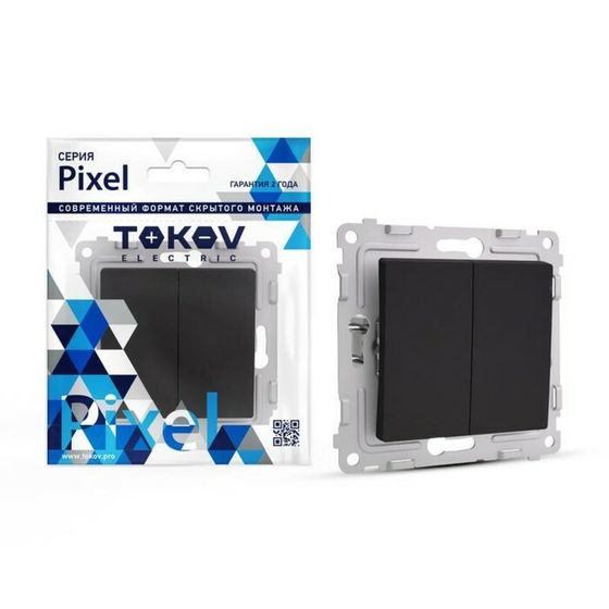 Выключатель TOKOV ELECTRIC, Pixel, (механ.), 10А, IP20, карбон, TKE-PX-V2-C14