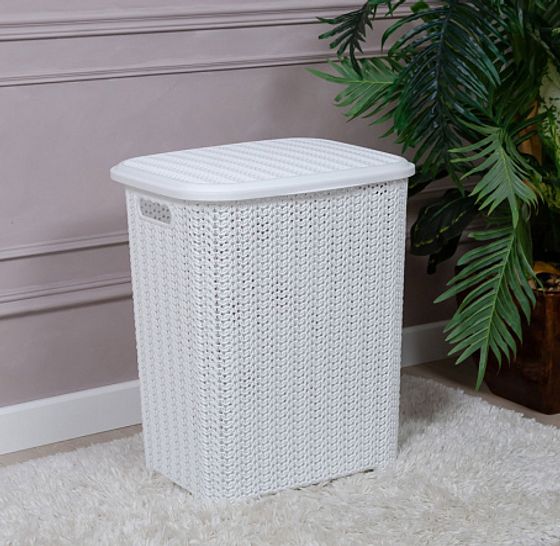 Корзина для белья Вязь 60л белый