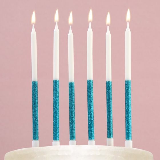 Свечи в торт &quot;В твой день рождения&quot;, голубые,  6 шт.