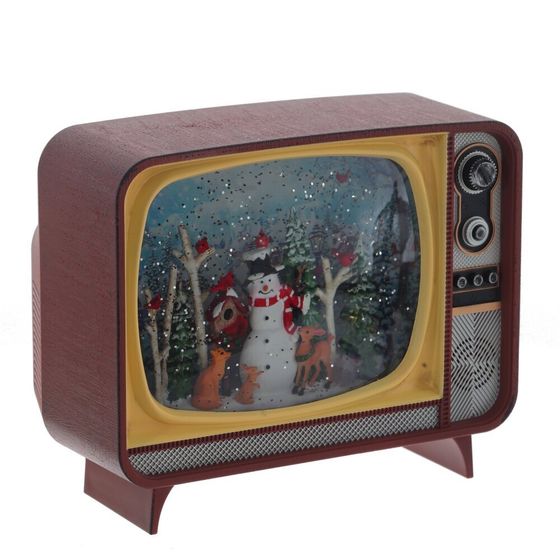 Изделие декоративное &quot;Телевизор&quot; (подсвет,вьюга,музыка, LR14х3 н/п +USB 100 см), L21 W12 H17 см