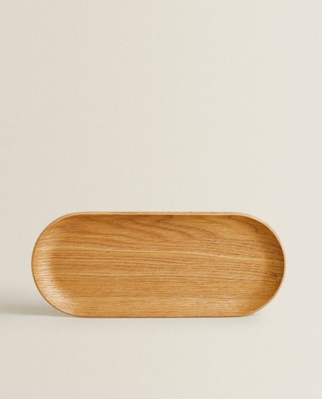 Oval wooden tray