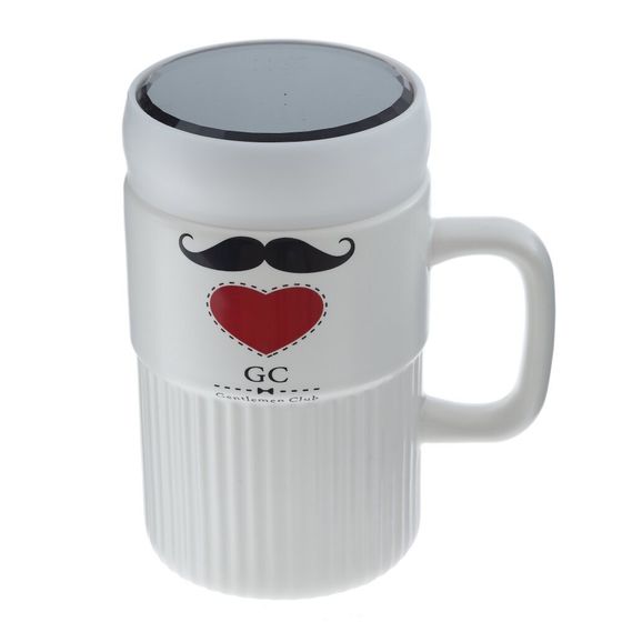 Кружка с крышкой, L6,6 W6,6 H12,8 см, 1 штука, дизайн микс