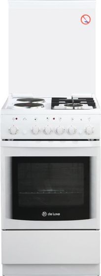 Плита комбинированная De Luxe 506022.05гэ(кр) ЧР-030 белый (стеклянная крышка) реш.чугун