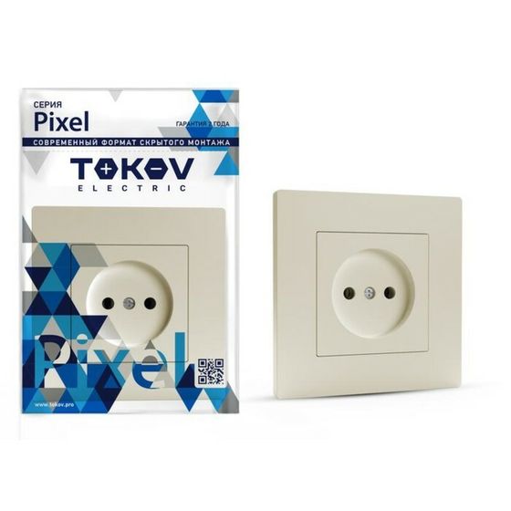 Розетка TOKOV ELECTRIC, Pixel, 1-м, 16А, IP20, без з/к, в сборе, бежевый, TKE-PX-R1F-C02