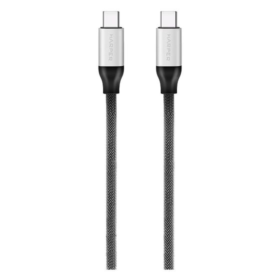 Кабель Harper USB 2.0 Type-C(m) - Type-C(m) 2м нейлон серебристый (BRCH-772)
